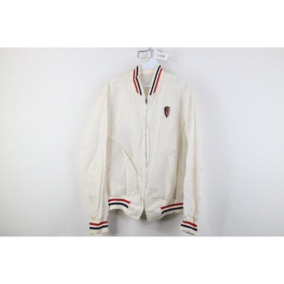 Vintage 50s 60s Mens Medium Distressed Crown Crest Striped Windbreaker Jacket
